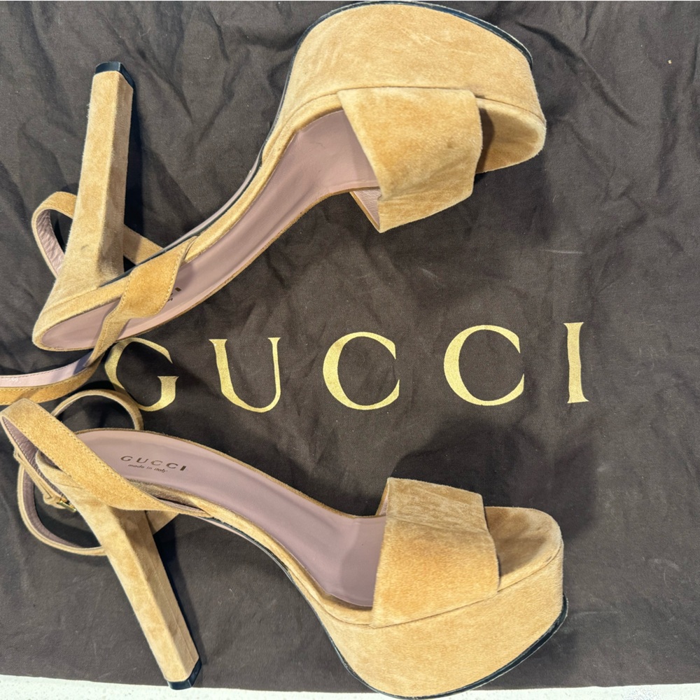 High Heels but very comfy Caramel Platform Gucci! As new! Used only twice!